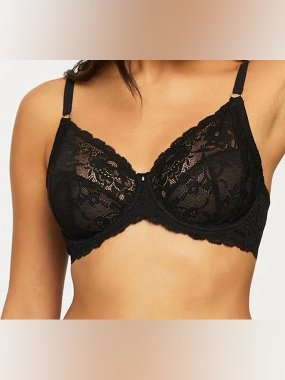 Montelle Intimates Muse Full Cup Lace Bra 36E in Black NWOT
